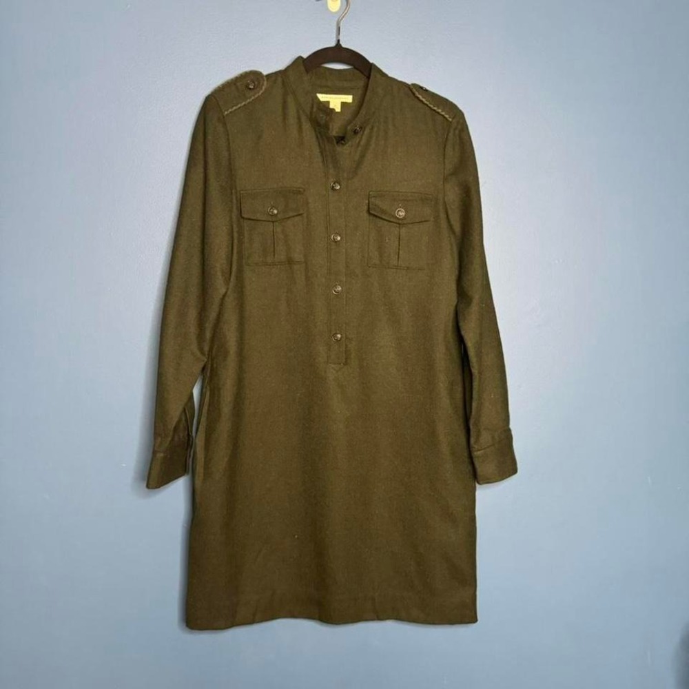 Y2K Banana Republic Military Dress Women's‎ Size 10 Wool Green Preppy 2010 Indie